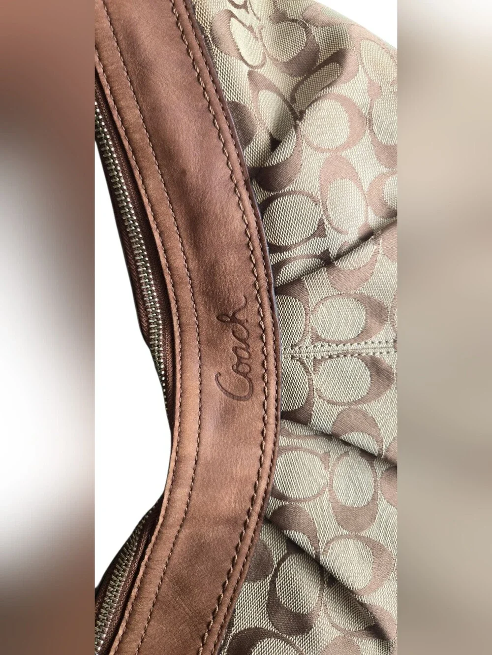 Coach Vintage Y2K Brown Signature Canvas and Leather Large Hobo Shoulder Bag - Picture 6 of 12